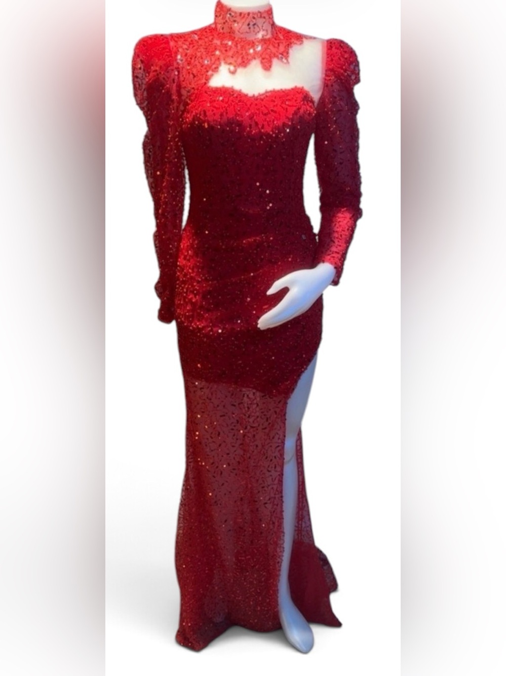 Elegant Red Sequin Maxi Dress